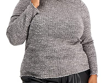 Rebellious One Women Plus Size 1X Trendy Hacci Turtleneck Sweater Black