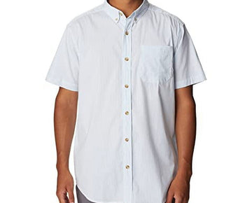 COLUMBIA Men's Rapid Rivers Short Sleeve Shirt Plaid White Size M