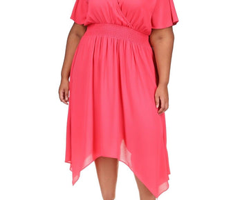 Michael Michael Kors Plus Size Handkerchief-Hem Dress Pink Size 1X 155