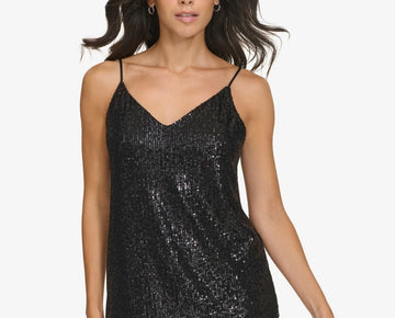 Calvin Klein Women's V-Neck Sequin Camisole Black Size PL MSRP $59