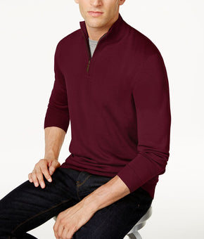 CLUB ROOM Mens Maroon Collared Merino Blend Pullover Sweater Size L