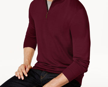 CLUB ROOM Mens Maroon Collared Merino Blend Pullover Sweater Size L