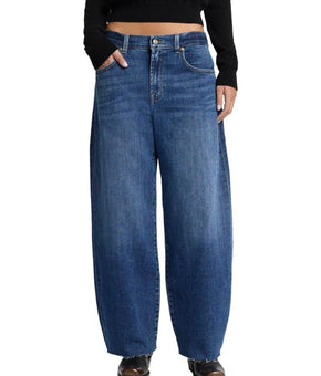 7 For All Mankind Women's Blue Bonnie Curvilinear Beida Barrel Jean Size 34 $168