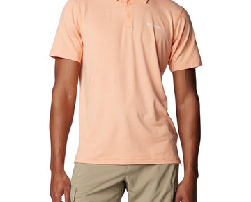 Columbia Mens Regular fit Short Sleeve Polo Shirt Small Orange Solid