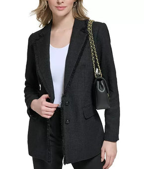 KARL LAGERFELD PARIS Women s Fringe-Trim Blazer Black Size 8 MSRP $190