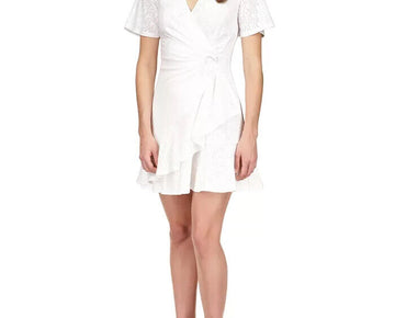 MICHAEL MICHAEL KORS Petite Smocked Eyelet-Embroidered Dress Size PXL MSRP $155