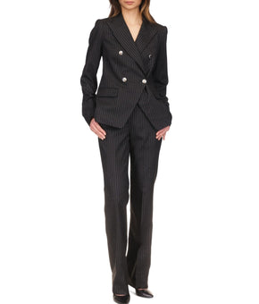 Michael Kors Women's Metallic Pinstripe Cutaway Blazer Black Size 12 MSRP $250