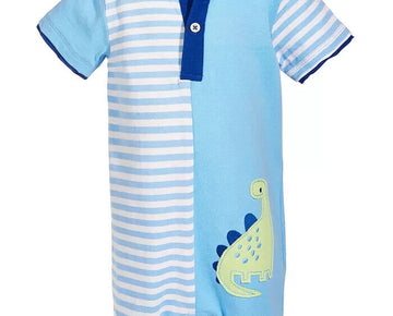 First Impressions Baby Boys Dino Stripe Cotton Sunsuit Bodysuit Blue Size 3-6M