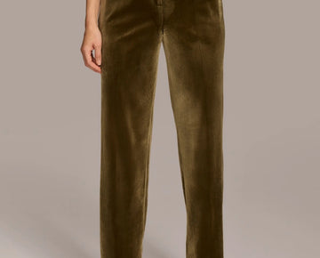 Donna Karan New York Women's Velvet Straight-Leg Pants Olive Green Size 2 $119