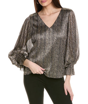 Vince Camuto Womens V-Neck Blouse, Size XL, Black