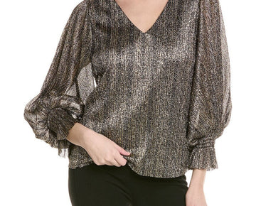 Vince Camuto Womens V-Neck Blouse, Size XL, Black