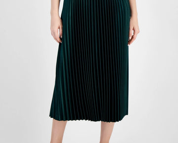 Anne Klein Women's Satin Pleated Pull-On Skirt Dark Green Size XXL MSRP $119