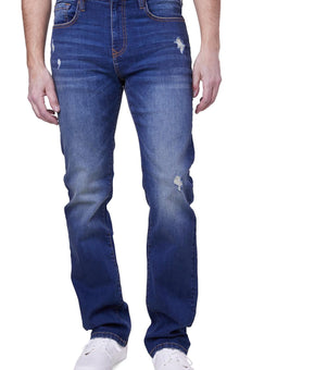 Lazer Mens Distressed Denim Straight Leg Jeans
