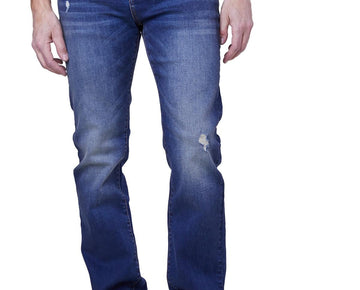 Lazer Mens Distressed Denim Straight Leg Jeans