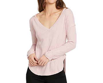 Gloria Vanderbilt Women's Ives Cold Shoulder V-Neck Top, Violet ice Pink Size L