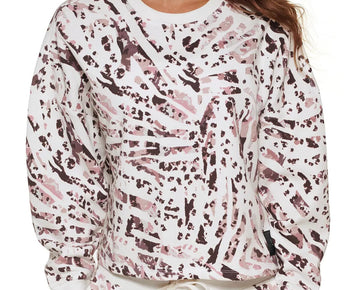 Calvin Klein Performance Women's Printed Crop Pullover Top White Size L MSRP $60