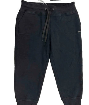 DKNY Sport Women's Logo Capri Cropped Joggers Black Size L Silver logo