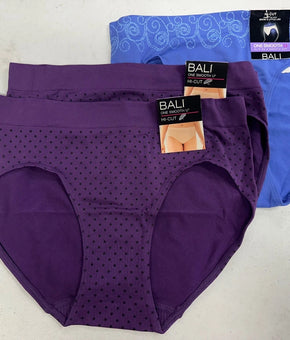 Bali womens 3-Pack Smooth U Hi-Cut Brief Size M/6 Vista Purple Blue Underwear