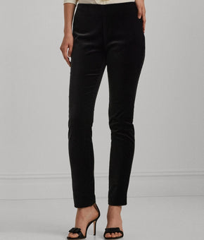 Lauren Ralph Lauren Stretch Velvet Skinny Ankle Pants Black Size 2P MSRP $145