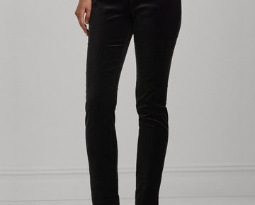 Lauren Ralph Lauren Stretch Velvet Skinny Ankle Pants Black Size 2P MSRP $145