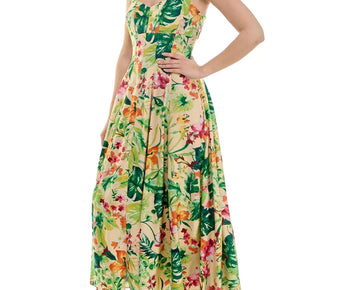 Taylor Women's Printed Sweetheart Fit & Flare Dress Green Size 16 MSRP $128
