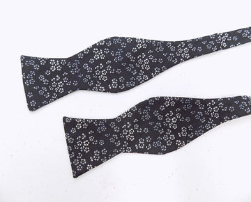 The Men's Store at Bloomingdale's Tossed Floral Bow Tie Black Silver MSRP $59