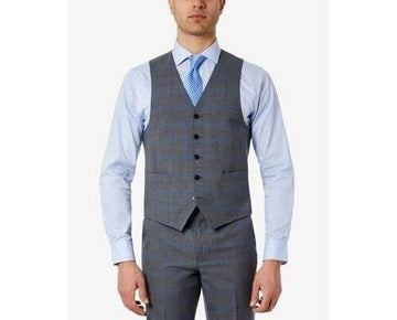 Lauren Ralph Lauren Classic-Fit Wool Stretch Vest Grey,Blue Size M MSRP $125