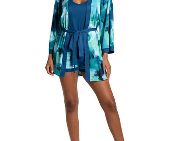 Linea Donatella Women's 3-Pc. Clement Travel Sleep Set - Turquoise, Green Size S