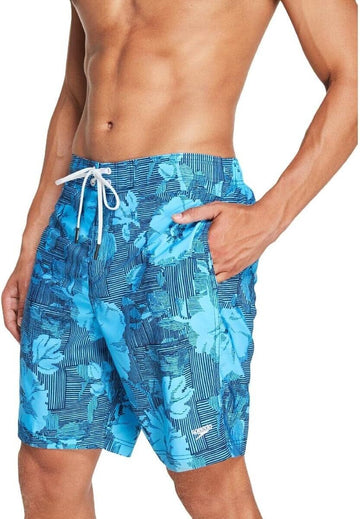 Speedo Mens Printed Beachwear Swim Trunks Blue Size S