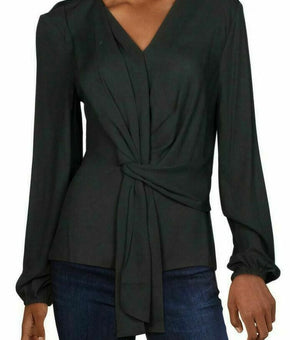 Inc Drape-Front Top Women's black Size L MSRP $60