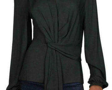 Inc Drape-Front Top Women's black Size L MSRP $60