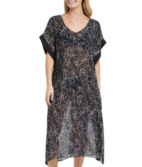 Calvin Klein Swim Women's Bordered Maxi Cover up Black Size S/M MSRP $88
