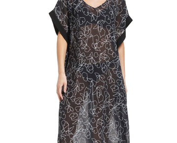 Calvin Klein Swim Women's Bordered Maxi Cover up Black Size S/M MSRP $88