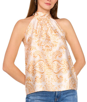 Parker Women's The Erica Paisley-Print Halter Top Orange Size XL MSRP $79