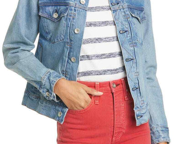 RAG & BONE Shrunken Denim Trucker Jacket Blue Size XS MSRP $350