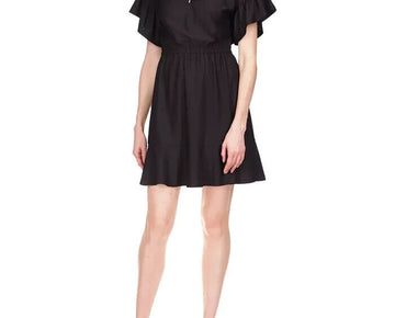 MICHAEL KORS Lace-Up Ruffled Mini Dress Black Size S MSRP $140