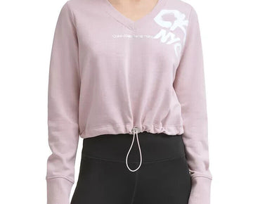 Calvin Klein Performance Women's Cinched Logo Sweatshirt Pink Size XL MSRP $60