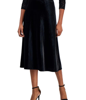 Anne Klein Womens Solid Velvet Midi Skirt
