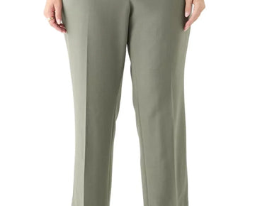 Kasper Plus Size 18W Mid Rise Straight-Leg Fly-Front Pants Green MSRP $89