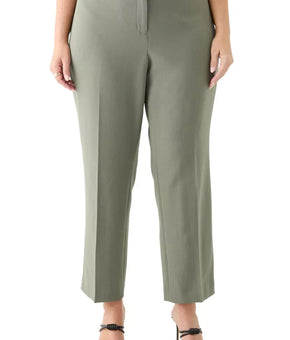 Kasper Plus Size 16W Fly Front Slim Pants Green MSRP $89