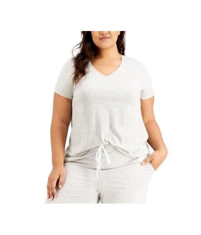 Charter Club T-Shirt Top Plus Size 1X Gray V-Neck Short Sleeve TEE