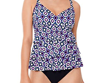 Swim Solutions Jewels Tiered Tummy Control One-Piece Swimsuit Purple Size 16