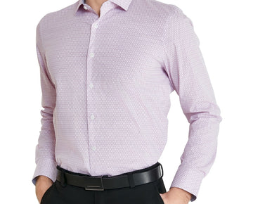 Tallia Men Slim fit Button-Up Shirt Large 16-16.5 34-35 Purple Geometric