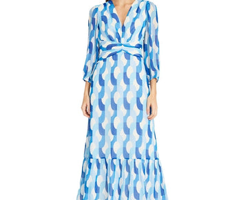 Donna Morgan Women's Geo-Print Maxi Dress Blue Size 4 MSRP $158