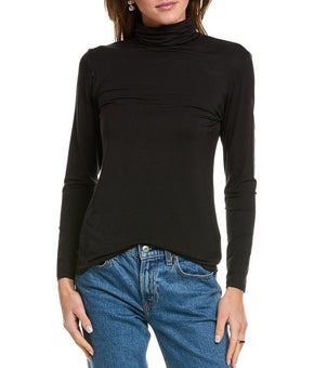 Jones New York womens Mock Neck Top, Size XS, Black MSRP $60