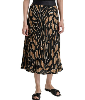 DKNY Womens Pull On Printed 30" Long Midi Skirt Size XL Black MSRP $99
