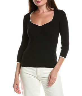 T Tahari NWT Women's Sweetheart Neck Black Sweater Shirt Top Size XS