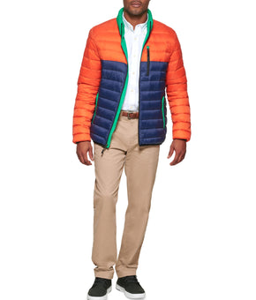 Club Room Men's Down Packable Quilted Puffer Jacket Size L Orange Blue