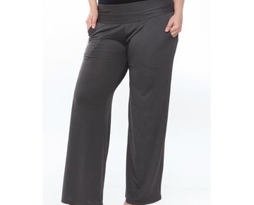 White Mark PS550-Charcoal Women Plus Size Solid Palazzo Pants Size 2XL
