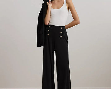 Lauren Ralph Lauren Stretch Jersey Wide-Leg Pants Black Size XS MSRP $145